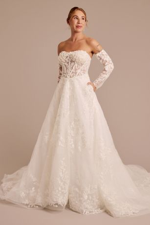 Galina Signature Removable Long-Sleeve Ball Gown Wedding Dress